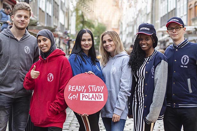 Students taking leisure time in Gdansk